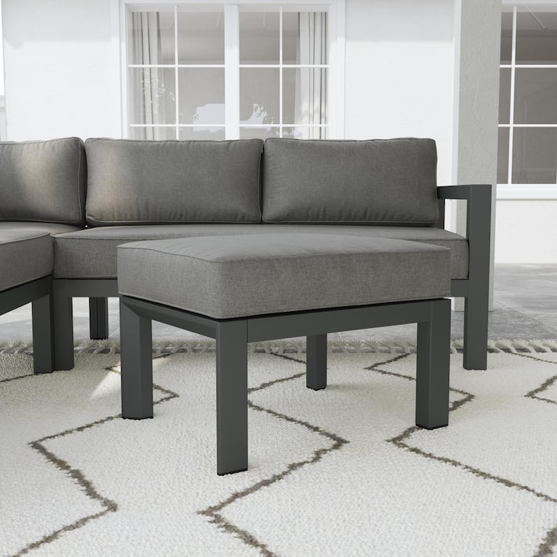 Grayton Gray Aluminum Ottoman - 26" x 18" x 21"
