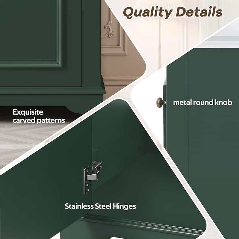 20 Inch Bathroom Vanity with Ceramic Sink, Freestanding Single Vanity Cabinet with Soft-Close Door and Adjustable Shelf