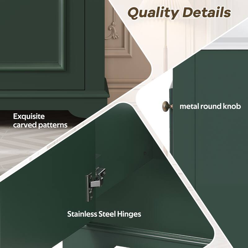 20-inch Bathroom Vanity with Ceramic Sink, Freestanding Single Vanity Set with Soft Closing Door, adjustable shelf