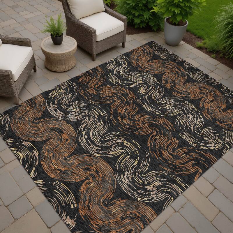 Machine Washable Indoor/ Outdoor Modern Ari Chantille Rug