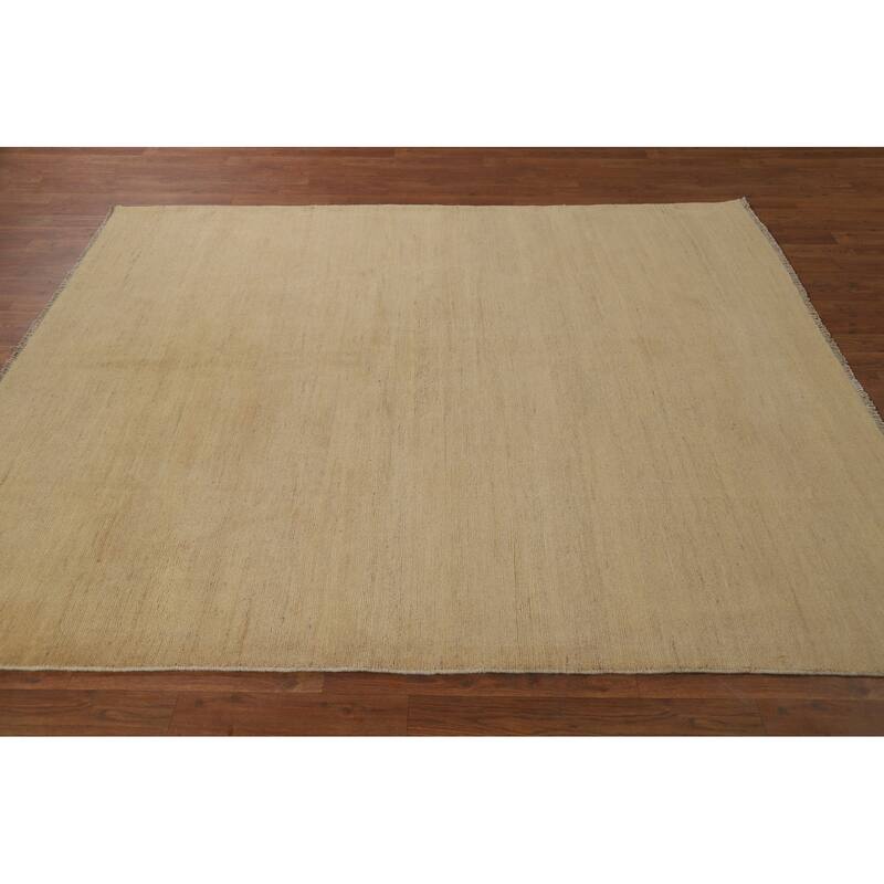 Muted Yellow Modern Gabbeh Oriental Area Rug Handmade Wool Carpet - 5'11"x 7'3"