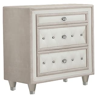Sophia Crystal Tufted 2-Drawer Nightstand Made with Wood