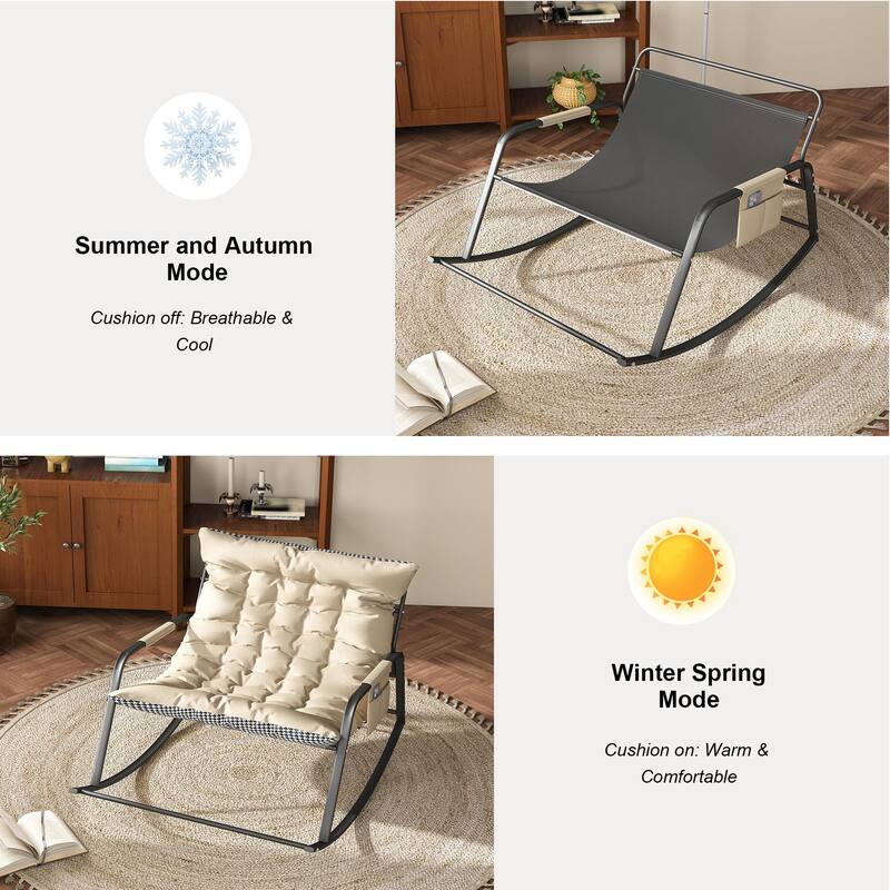 All-Season Comfort Storage Rocking Chair with Cushions & Armrests