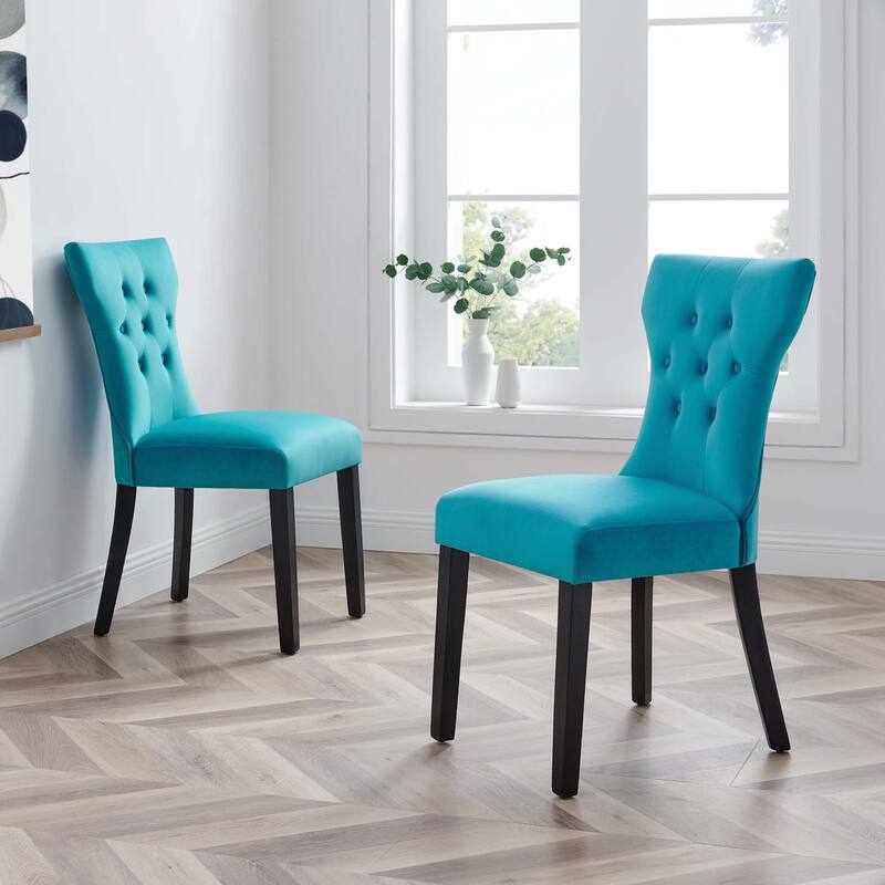 Silhouette Performance Velvet Dining Chairs - Set of 2 - N/A