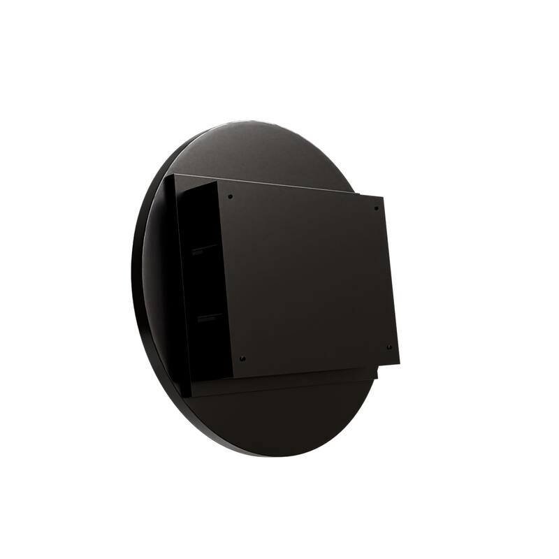 23.6 Inch Surface Mount Round Medicine Cabinet with Mirror and Adjustable Shelves Black Wall Mirror with Storage for Bathroom