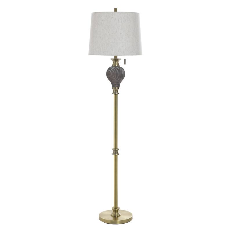 StyleCraft Rowan Floor Lamp - Soot Gold, Heathered Oatmeal