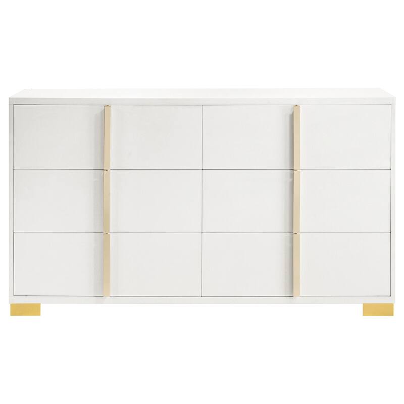 6-Drawer White Dresser with Sleek Contemporary Style, Spacious Storage, and Smooth Glide Drawer Functionality