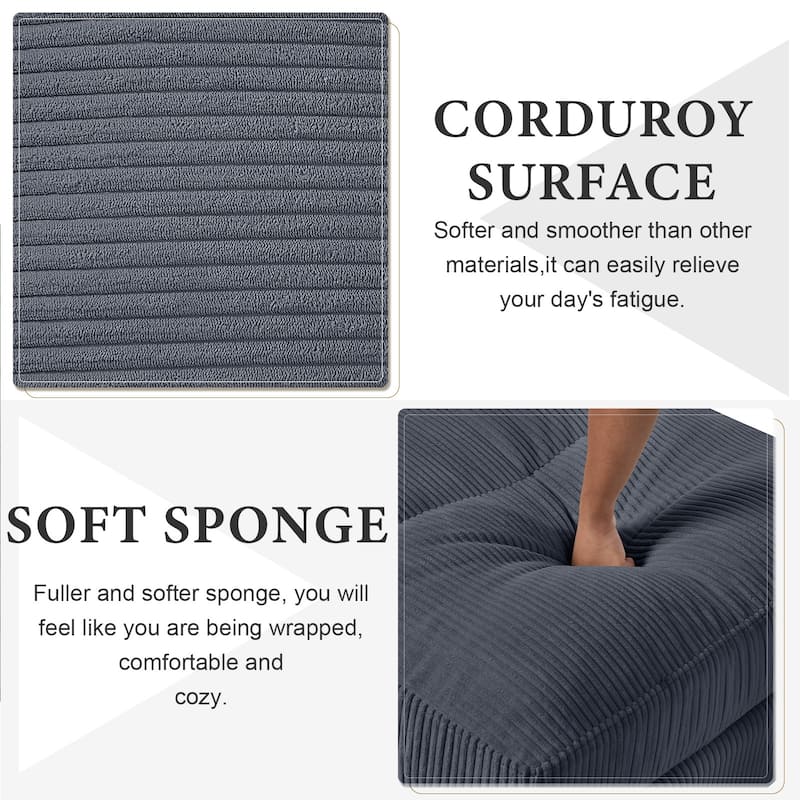 Anmytek 6-Seat Modular Corduroy Sectional Sofa Convertible U/L-Shaped with Pillow & Footstool