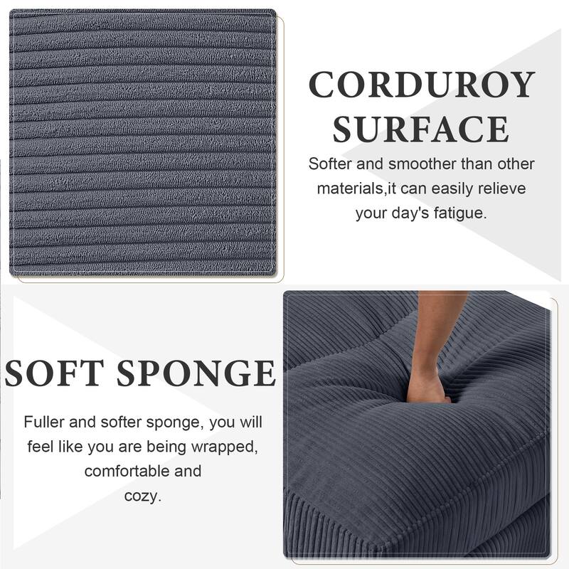 U-Shaped Modular Sectional Sofa with Ottoman, Oversized Corduroy Convertible Sofa, 6 Seater Sofa with Pillow & Storage Pockets