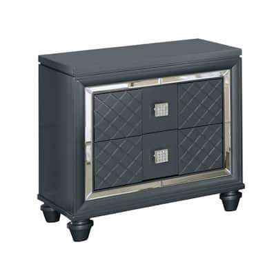 Gray 2 Drawer 18 in. W Nightstand with Sturdy Knob Pulls