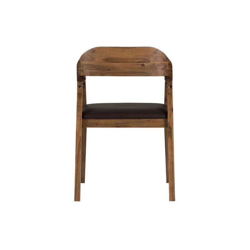 Brown/Brown Faux Leather Upholstered Wood Frame Dining Chair, Sturdy Dining Chair for Dining Rooms - 20.5