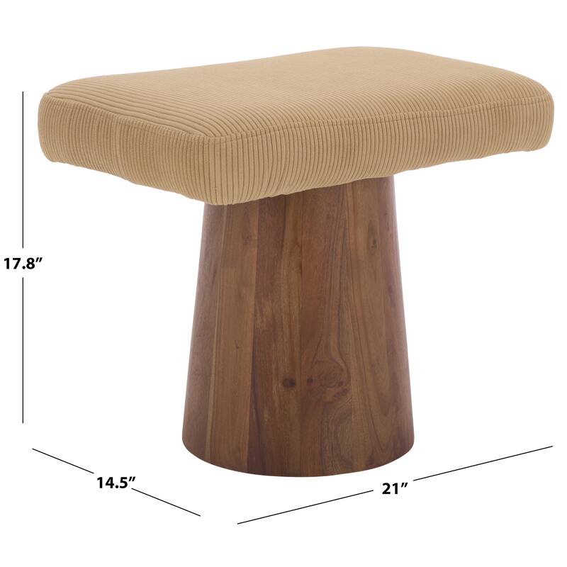 SAFAVIEH Couture Bennato Wood Base Ottoman