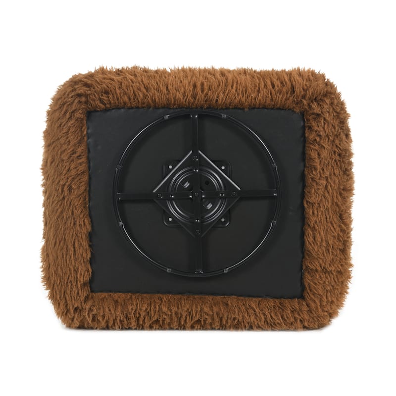 Furniture of America Cynra Modern 45-inch Faux Fur Swivel Arm Chair with Ball Pillow