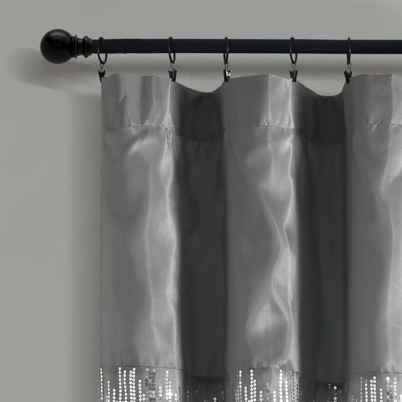 Silver Orchid Page Two-tone Faux Silk Glamorous Sequins Sparkle Single Curtain Panel