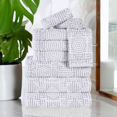 Superior Jasper Cotton Modern Jacquard Soft 9 Piece Bathroom Towel Set