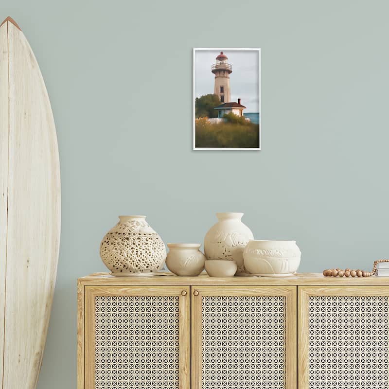 Stupell Scenic Summer Lighthouse View Framed Giclee Art Design By Elizabeth Medley