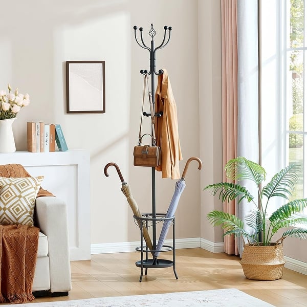 Coat Rack Mind Reader Traditional Black Coat Stand With 11 Hooks