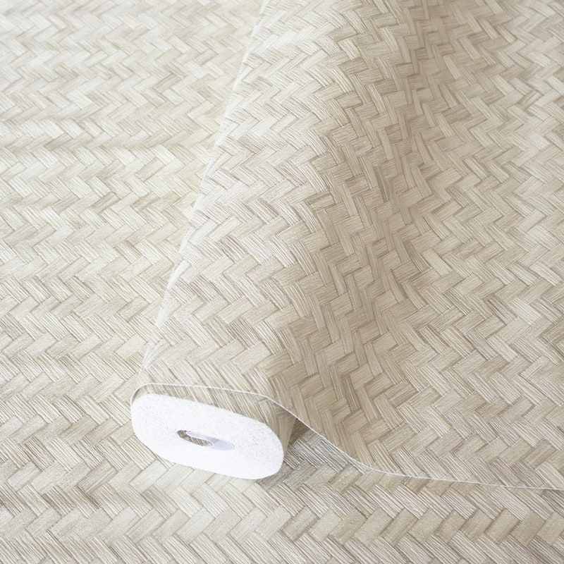 Braided Geometric Pattern Jute Basket Weave Chevron Wallpaper