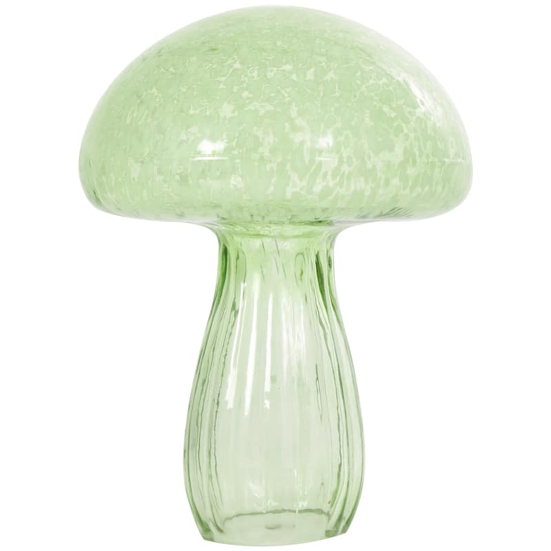 Green Glass Textured Mushroom Decorative Sculpture (Set of 3)