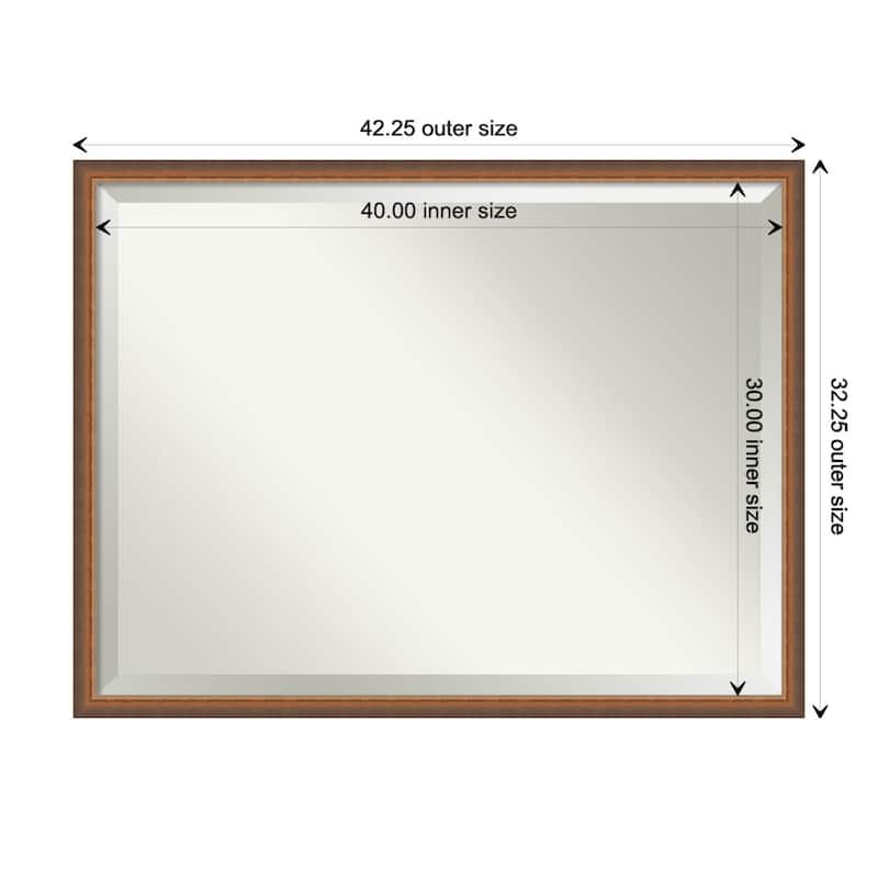 Two Tone Beveled Wood Framed Wall Mirror - Two Tone Bronze Copper - Glass Size 40x30