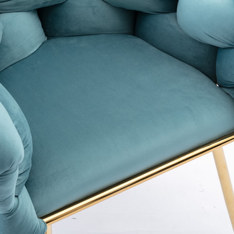 Blue Modern 28.7" Velvet Upholstered Accent Chair with Gold - Plated Metal Legs
