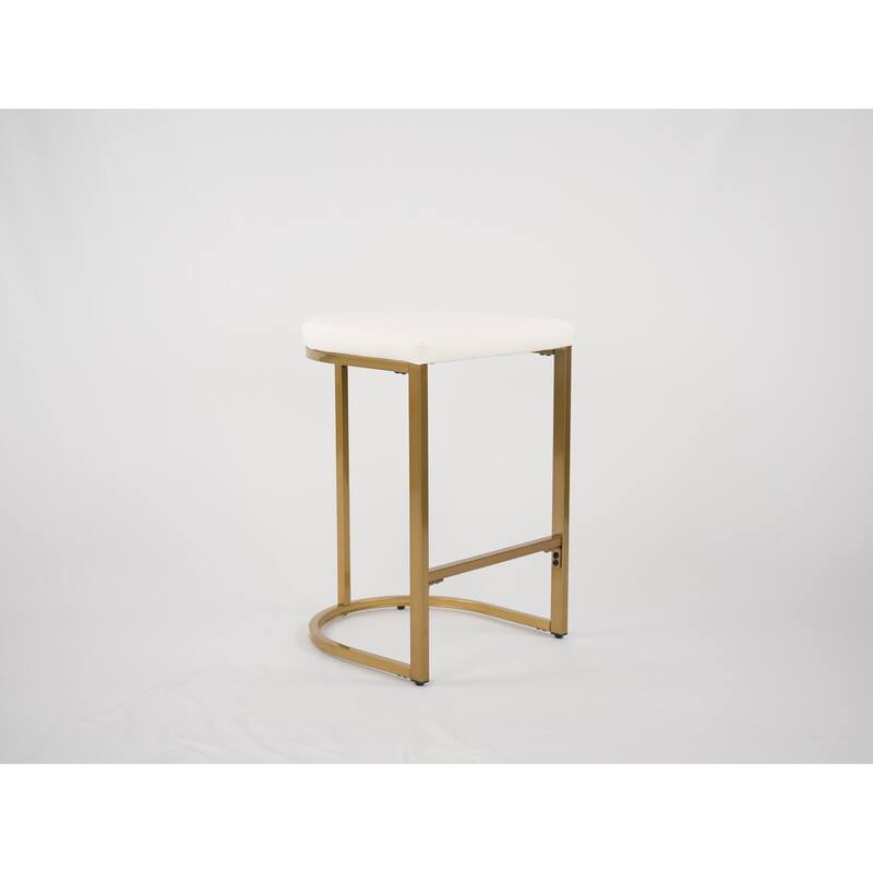 Set of 2 KD Bar Stools, PU Seat with Fully Assembled Iron Frame, for Kitchen & Living Room