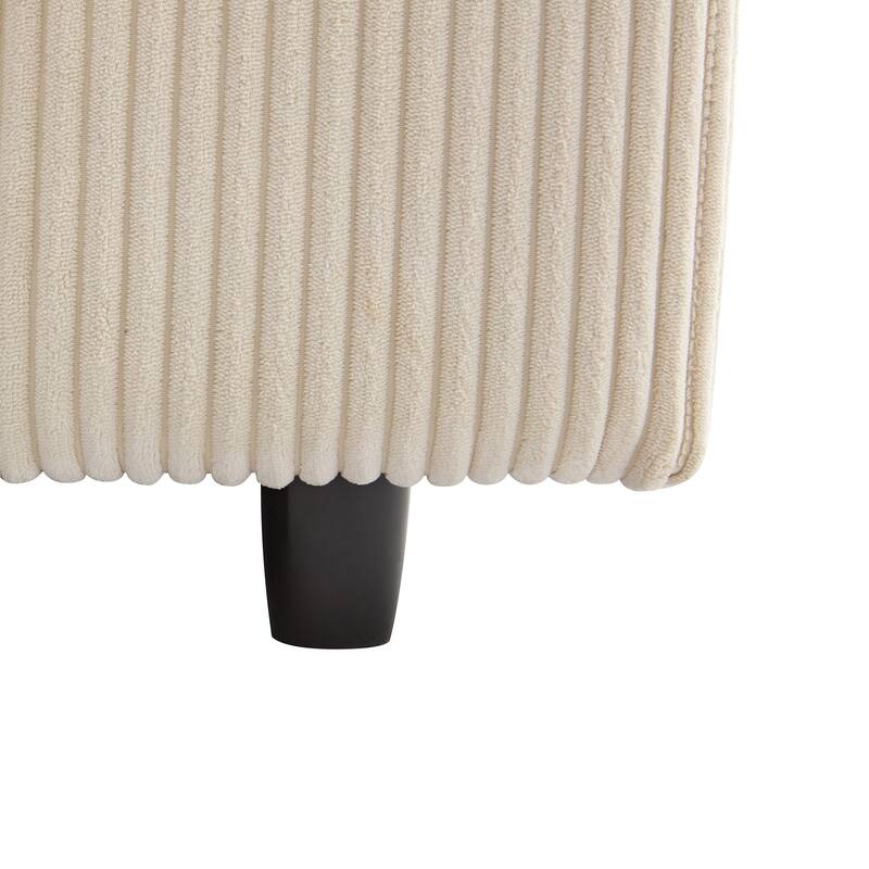 Beige 105" Corduroy Upholstered 3-Seater Sofa with Removable Back Cushions