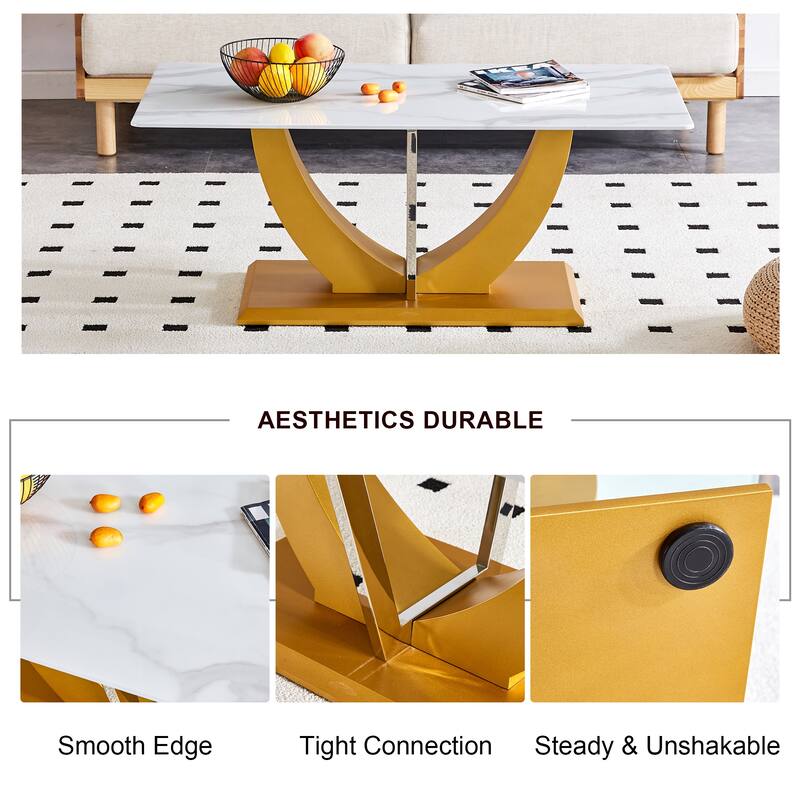 Modern minimalist transparent tempered glass coffee table with wooden MDF legs and stainless steel