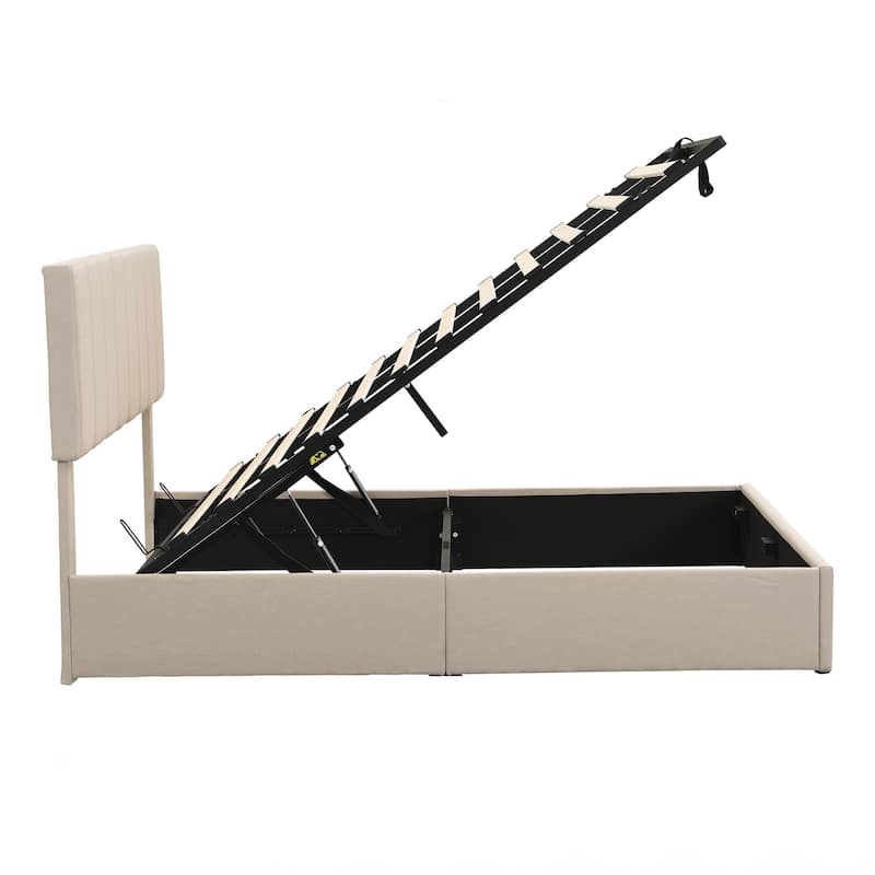 Queen size Upholstered Platform bed with a Hydraulic Storage System