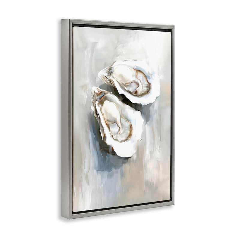 Stupell Two Oysters Seashell Mirage Framed Floater Canvas Wall Art Design By Ramona Murdock