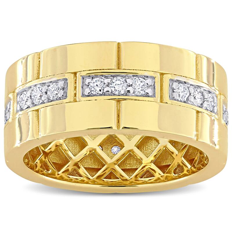 Miadora 4/5ct TDW Diamond Dome Lattice Ring in 14k Yellow Gold