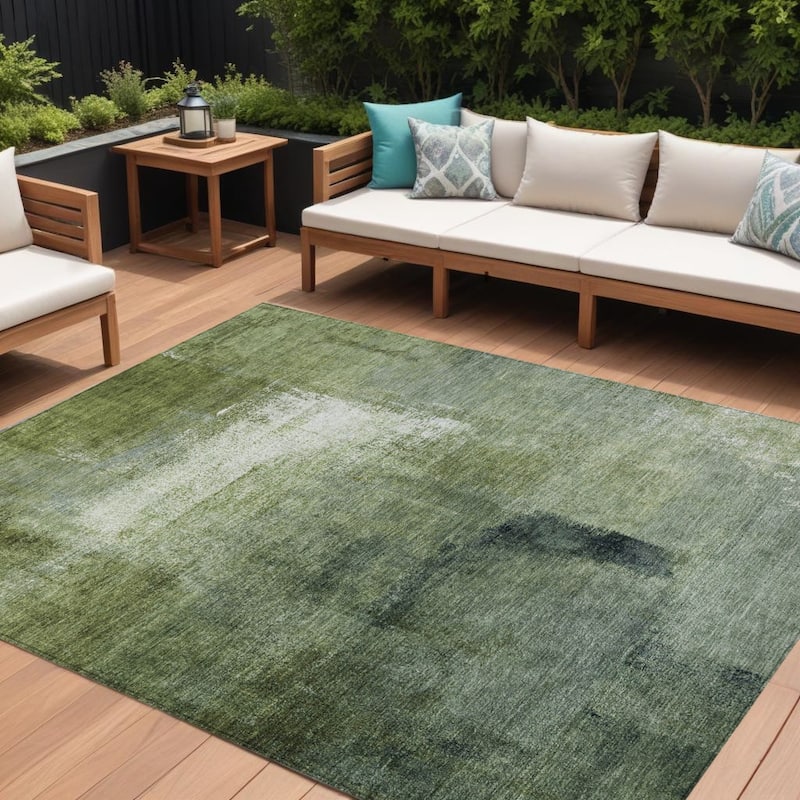 HomeRoots Abstract Transitional Rectangle Outdoor Rug - 10' X 14'