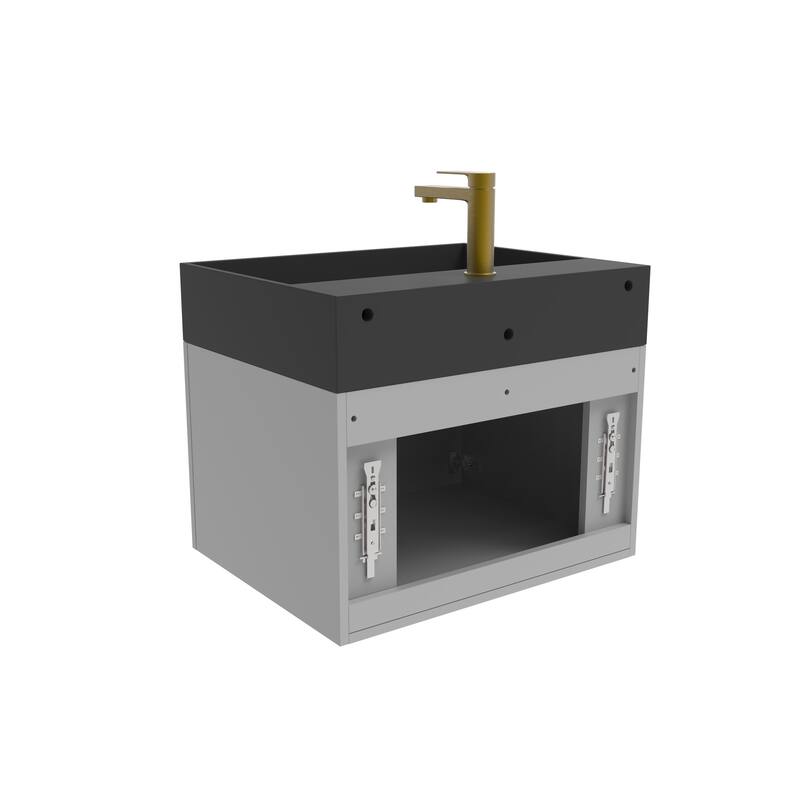 Amazon 24" Wall Mounted Bathroom Vanity Set w/ Black Top