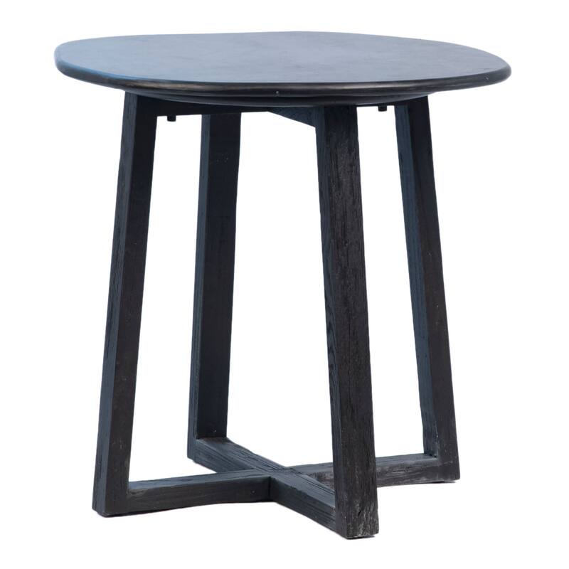 Lilian Black Marble Top and Black Elm Cross Leg Contemporary End Table