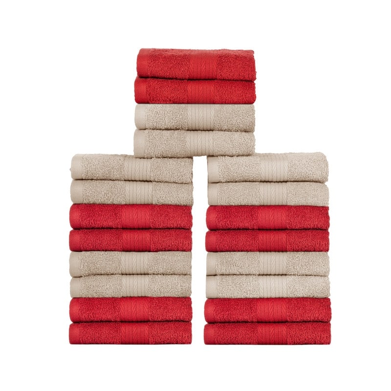 Cotton 600GSM Assorted Color Wash Cloths 12x12 Inch by Ample Decor - Pack of 20