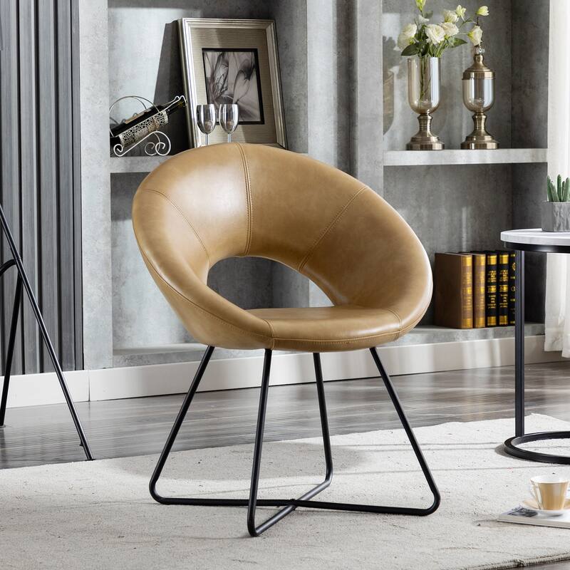 Modern Faux Leather Upholstered Accent Chair Vanity Leisure Chair