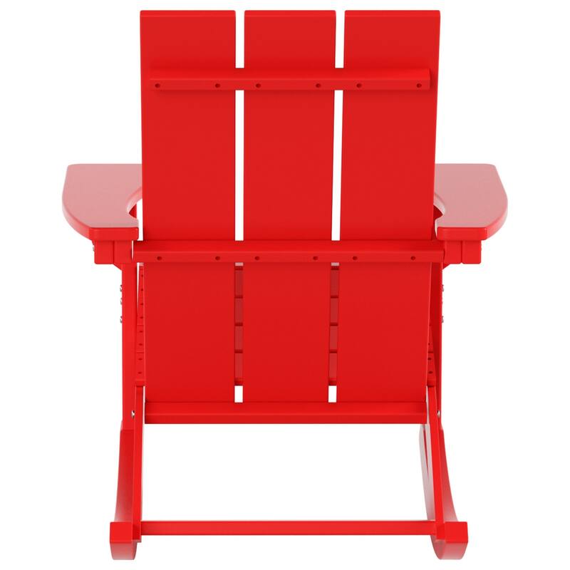 Shoreside Modern Eco-Friendly All Weather Poly Adirondack Rocking Chairs with Side Table (3-Piece Set)