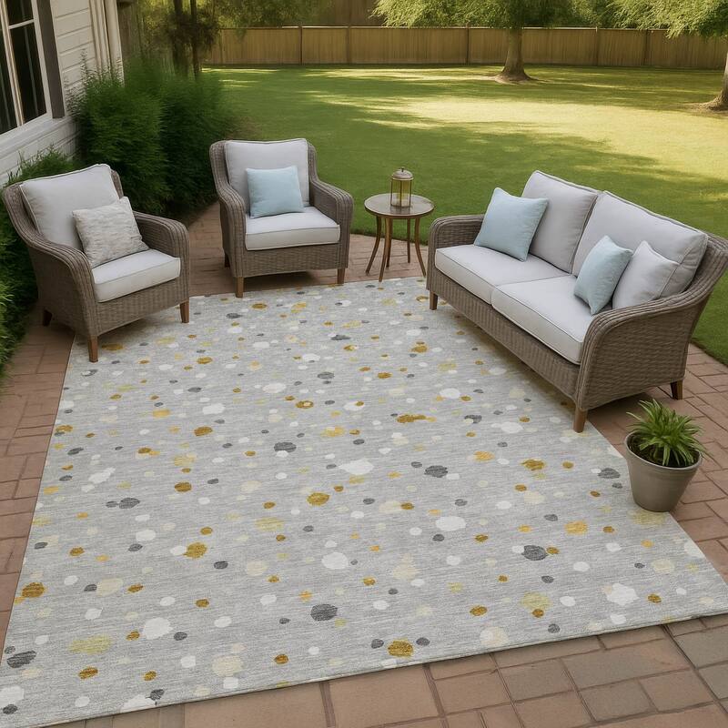 Machine Washable Indoor/ Outdoor Contemporary Sheinelle Chantille Rug - Gray - 5' x 7'6"