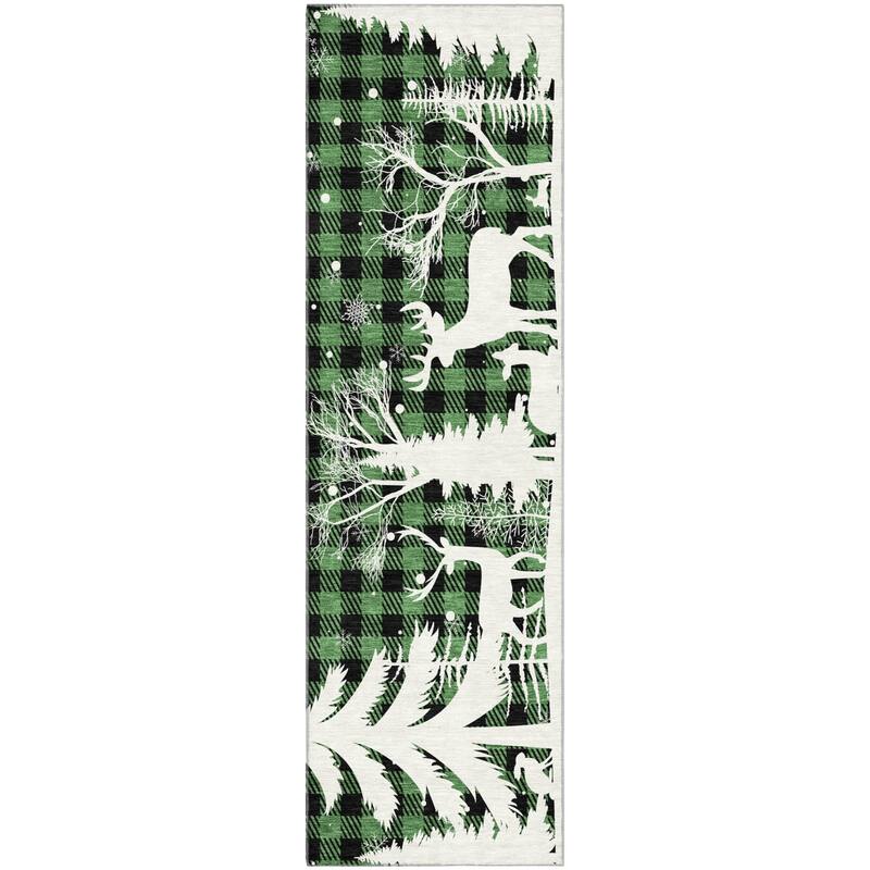 Premium Washable Super Soft Winter Reindeer Tree Mayfield Rug