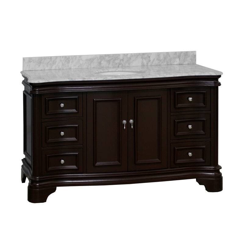 KitchenBathCollection Katherine 60" Single Bathroom Vanity with Carrara Marble Top