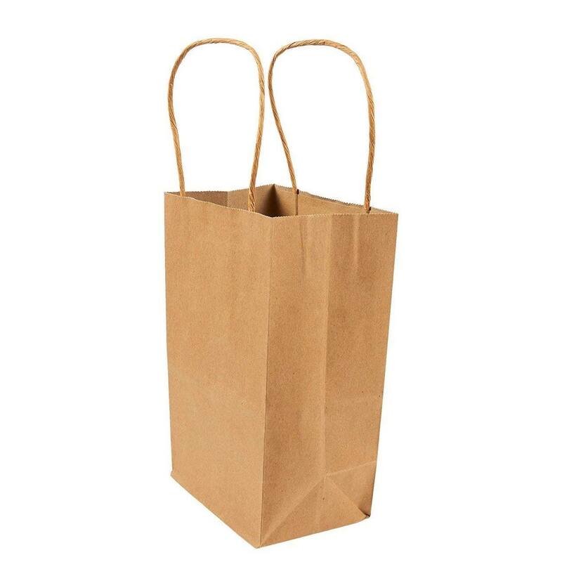 Blue Panda 24-Pack Small Gift Bags with Handles, Kraft Paper Material, 5.3x3x8.5 in