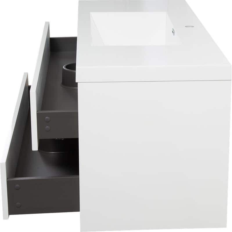 Abruzzo 48" Wall-Mount Bathroom Vanity with Stone Resin Top and Dual Soft-Close Drawers