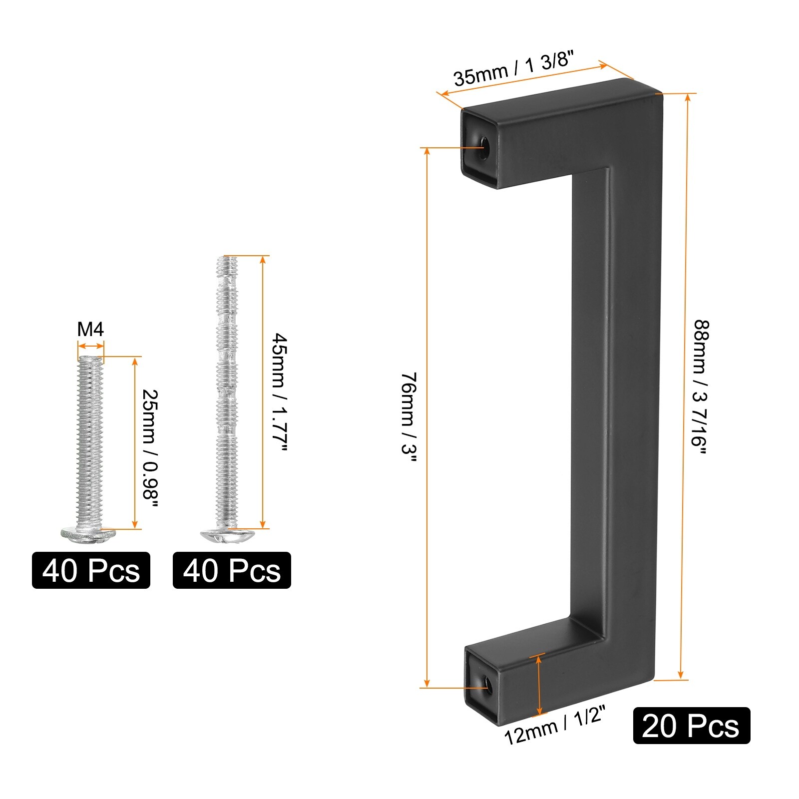 Square Bar Drawer Handles, Kitchen Cabinets Pulls