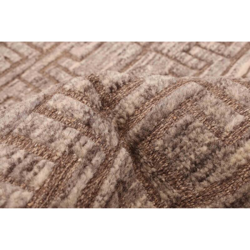 ECARPETGALLERY Hand-knotted Looma Brown Wool Rug - 7'7 x 9'11