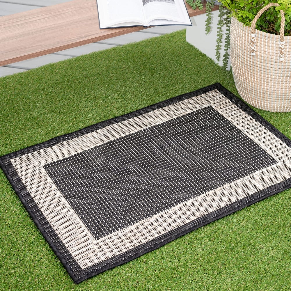 Exo Coastal Striped Border Indoor/ Outdoor Area Rug