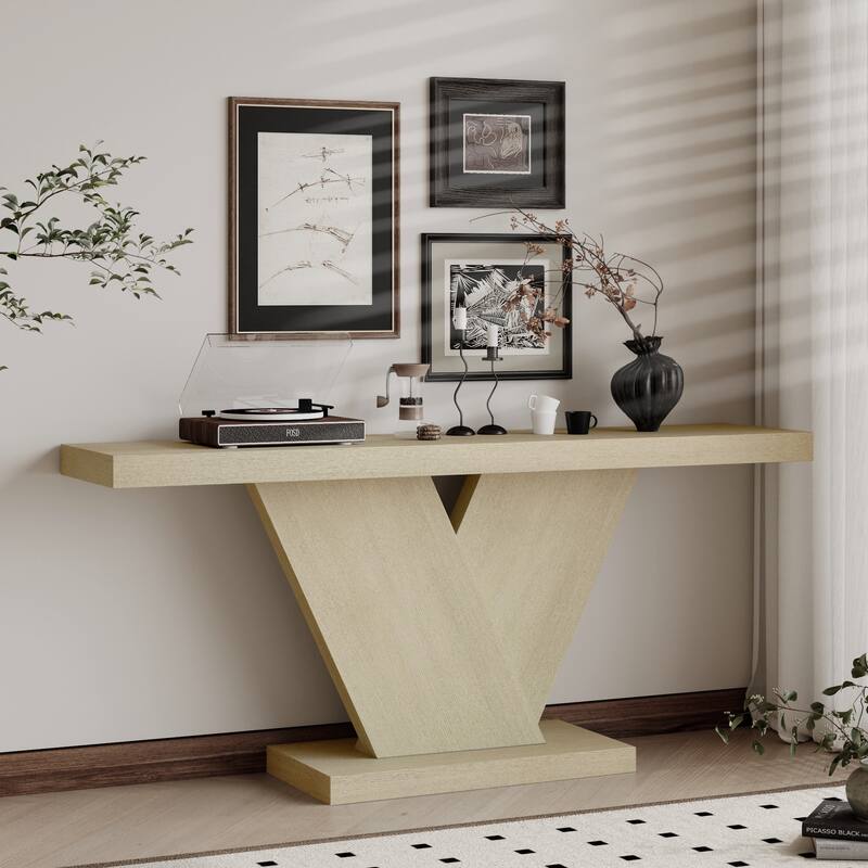 66 Inch Modern Entryway Console Table, Solid Accent Sofa Table Behind The Couch, Narrow Console Table with X-Leg