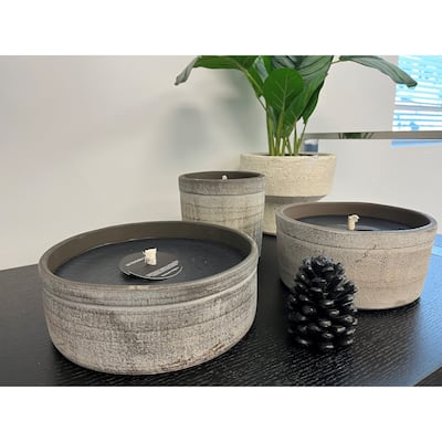 Terracotta Outdoor Round Choco Candle Aged Dia 6" - BROWN