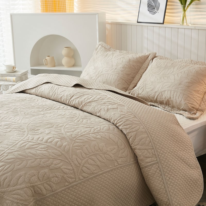 MarCielo 3 Piece Cotton Oversized Bedspread Quilt Set Tmonica