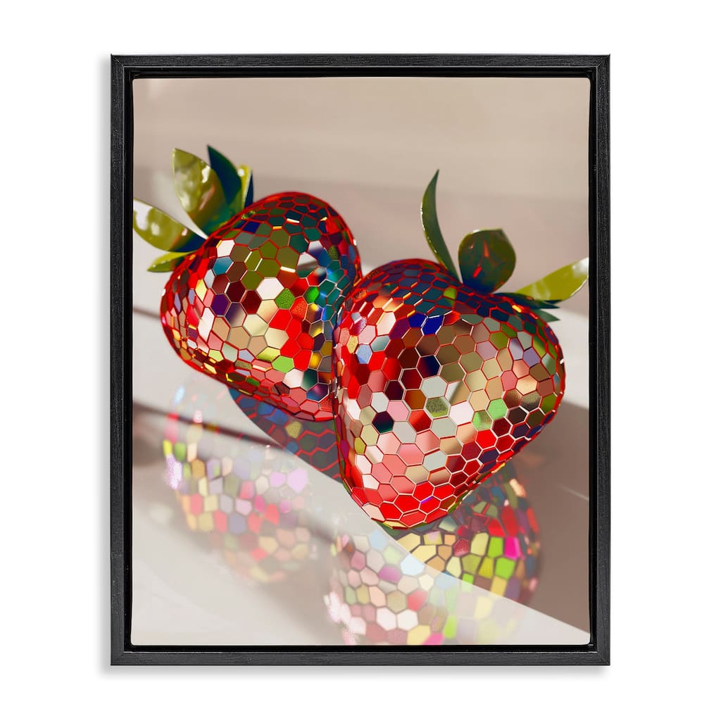Stupell Reflecting Disco Strawberries Framed Floater Canvas Wall Art Design By Arlington Prints