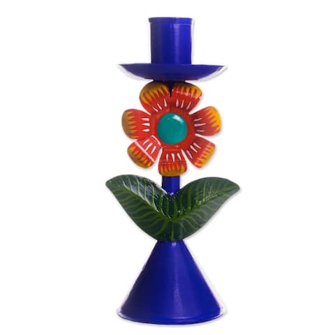NOVICA Highland Flower, Recycled metal candleholder
